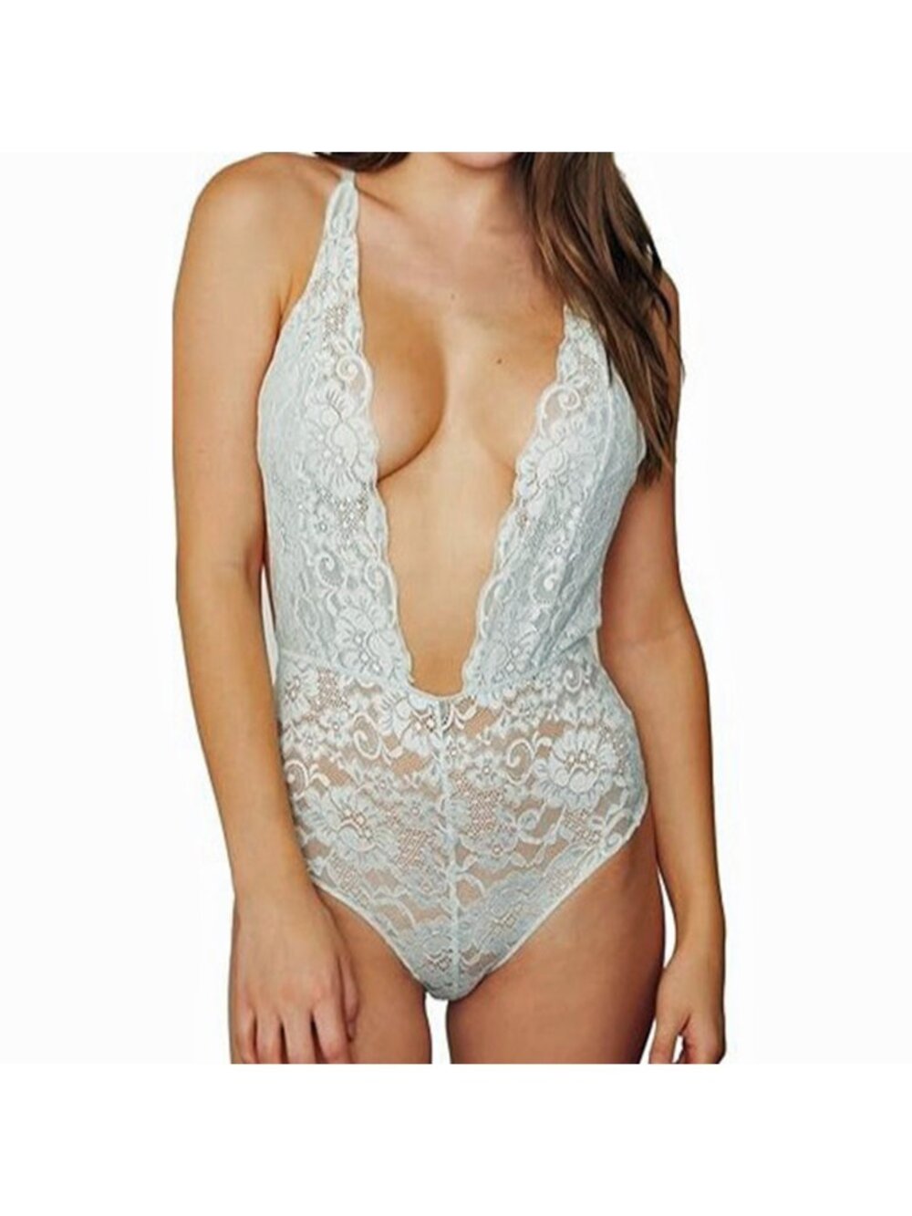 We are HAH Comin in HAHt Lace Bodysuit Something Blue Lingerie Large #62416